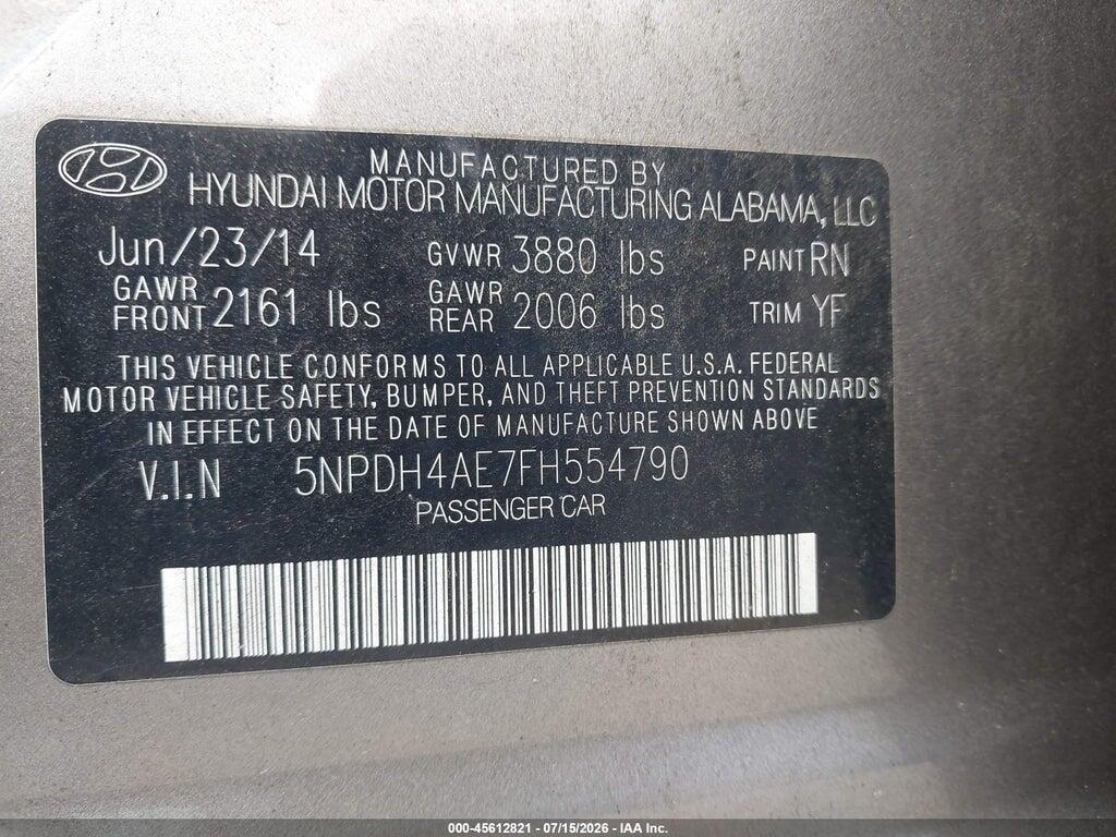 5NPDH4AE7FH554790 2015 HYUNDAI ELANTRA photo no. 9