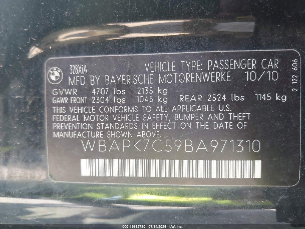 WBAPK7C59BA971310 2011 BMW 328I photo no. 9