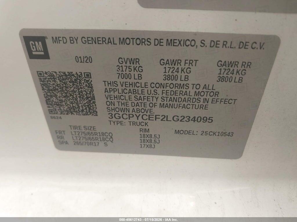 3GCPYCEF2LG234095 2020 CHEVROLET SILVERADO 1500 photo no. 9