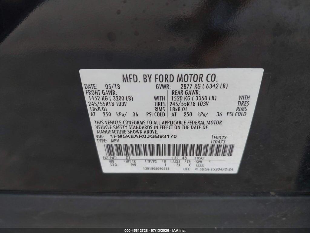 1FM5K8AR0JGB93170 2018 FORD POLICE INTERCEPTOR UTILITY photo no. 9