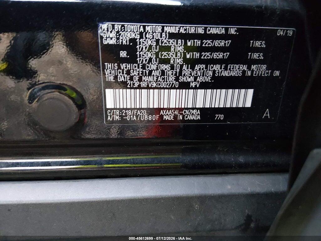 2T3P1RFV9KC002770 2019 TOYOTA RAV4 photo no. 9
