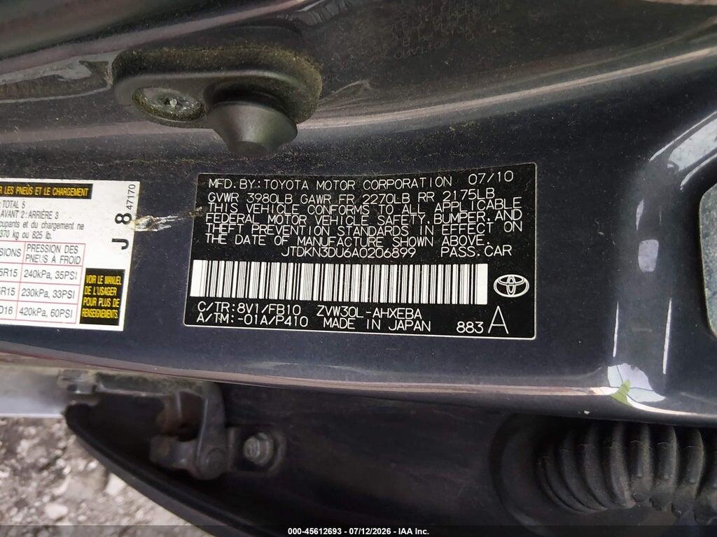 JTDKN3DU6A0206899 2010 TOYOTA PRIUS photo no. 9