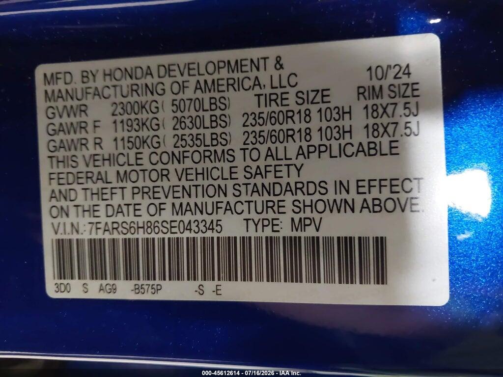 7FARS6H86SE043345 2025 HONDA CR-V HYBRID photo no. 9