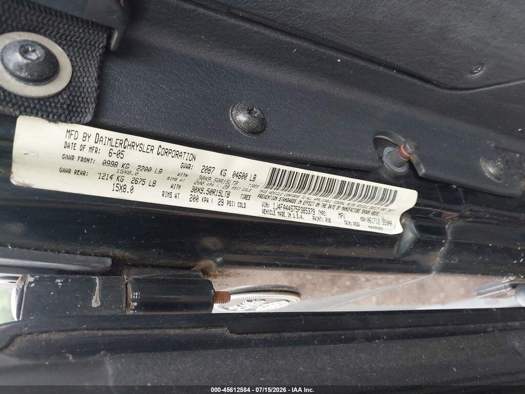 1J4FA44S75P385379 2005 JEEP WRANGLER photo no. 9