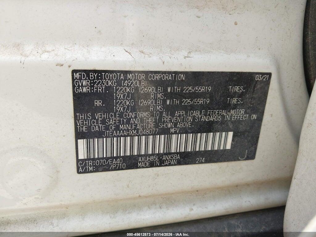 JTEAAAAHXMJ048077 2021 TOYOTA VENZA photo no. 9