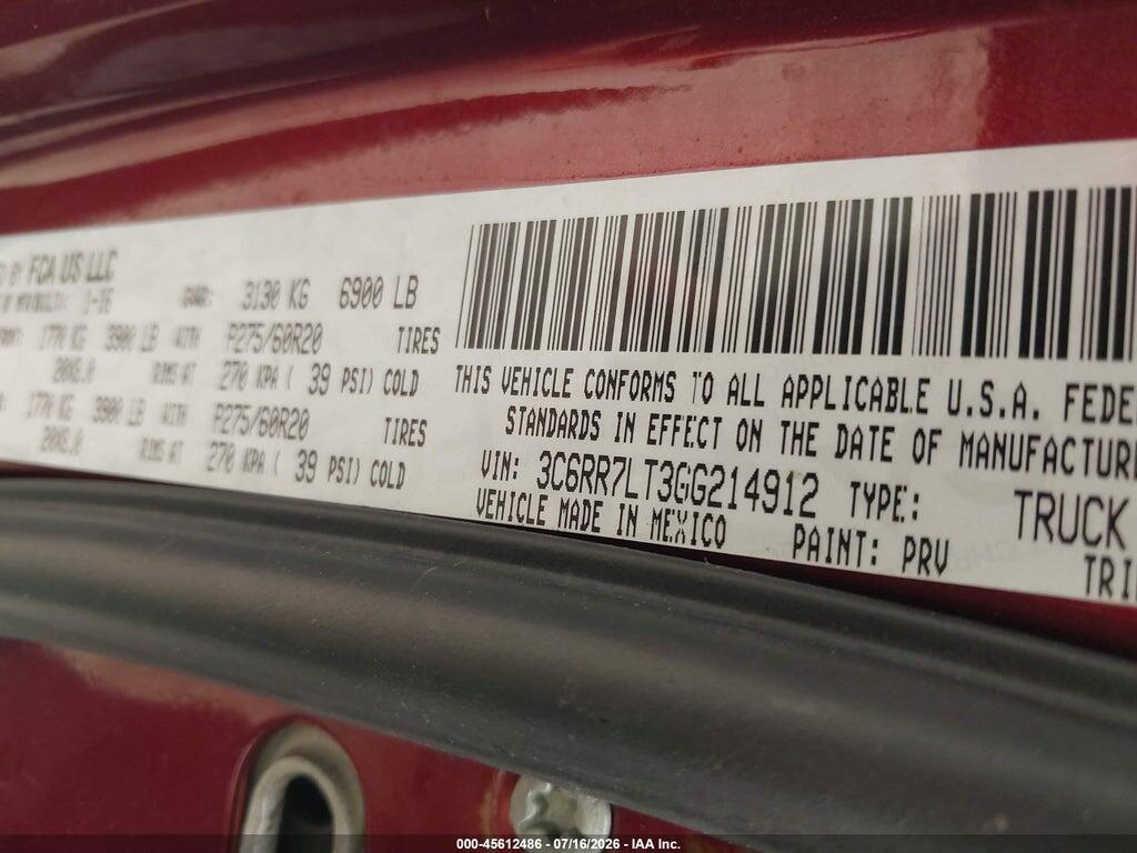 3C6RR7LT3GG214912 2016 RAM 1500 photo no. 9