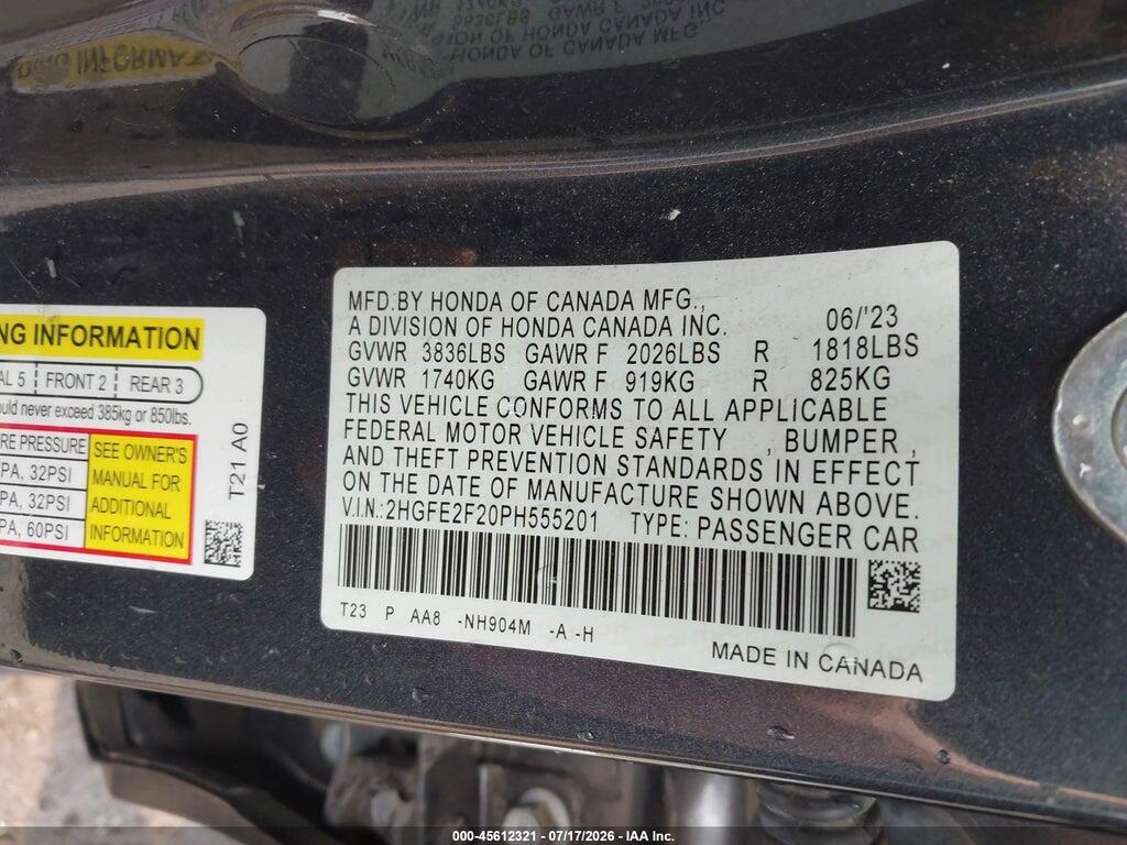 2HGFE2F20PH555201 2023 HONDA CIVIC photo no. 9