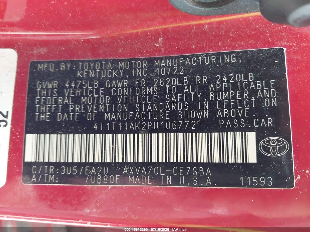 4T1T11AK2PU106772 2023 TOYOTA CAMRY photo no. 9