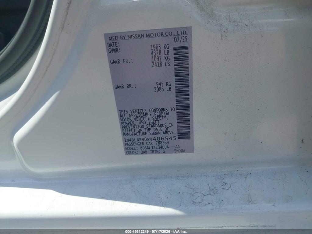 1N4BL4EV0SN406545 2025 NISSAN ALTIMA photo no. 9