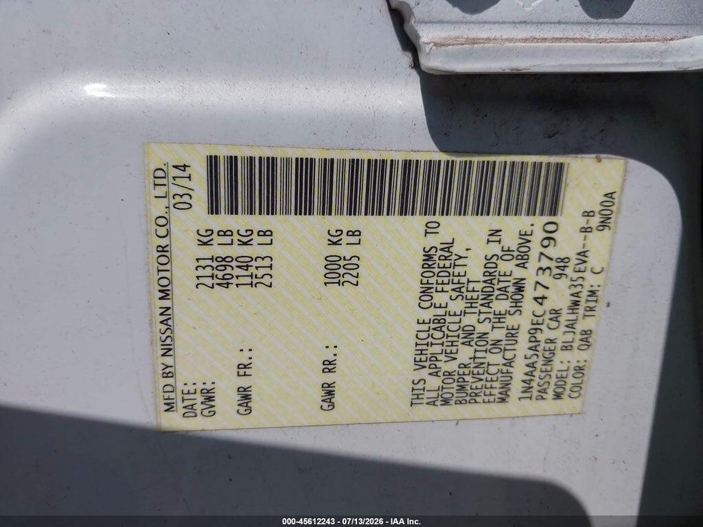1N4AA5AP9EC473790 2014 NISSAN MAXIMA photo no. 9