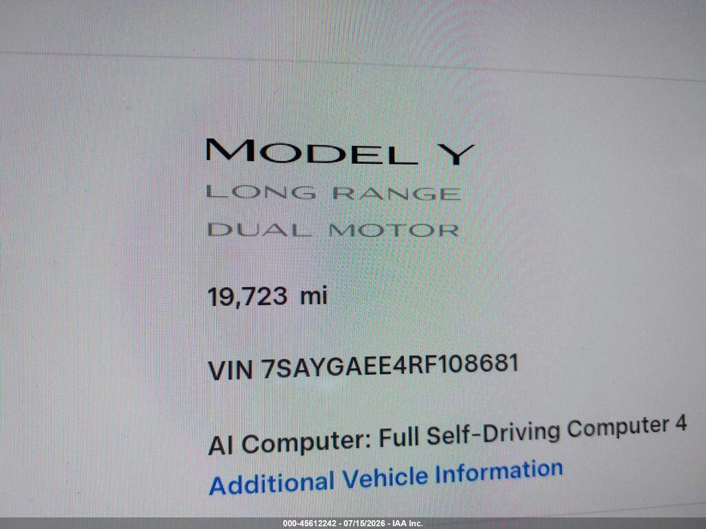7SAYGAEE4RF108681 2024 TESLA MODEL Y photo no. 7