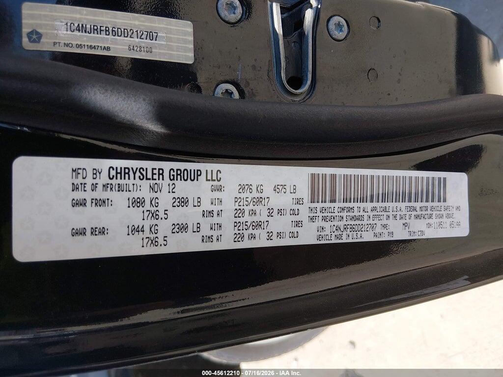 1C4NJRFB6DD212707 2013 JEEP PATRIOT photo no. 9