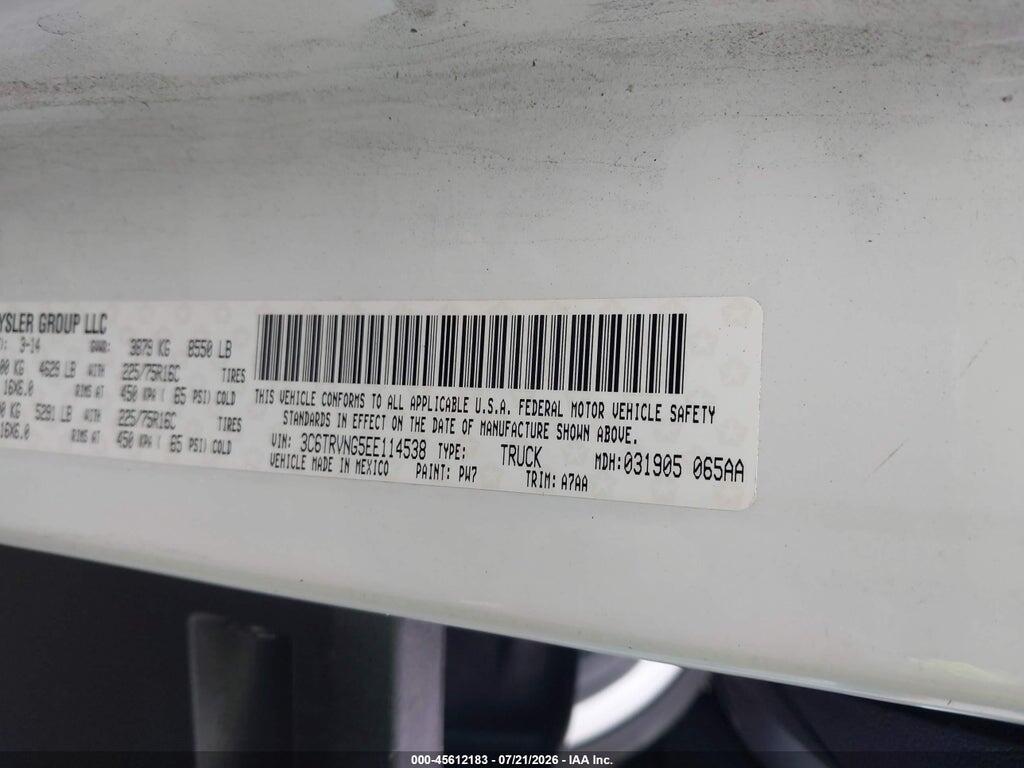 3C6TRVNG5EE114538 2014 RAM PROMASTER 1500 photo no. 9