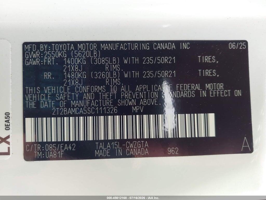 2T2BAMCA5SC111326 2025 LEXUS RX 350 photo no. 9