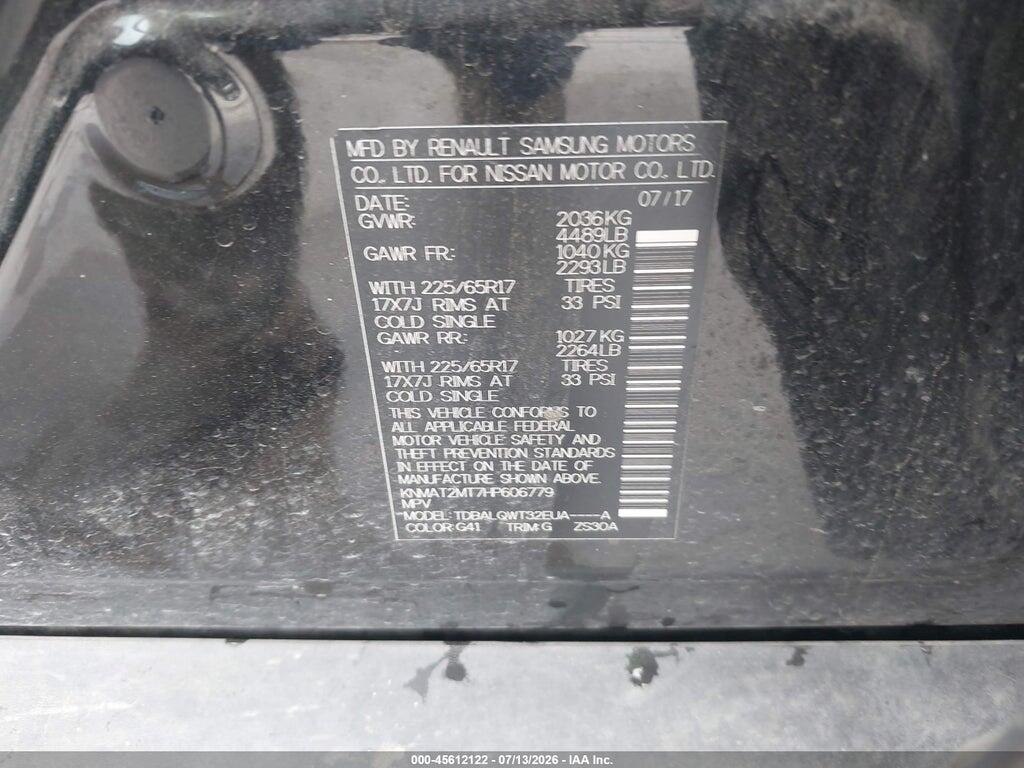 KNMAT2MT7HP606779 2017 NISSAN ROGUE photo no. 9