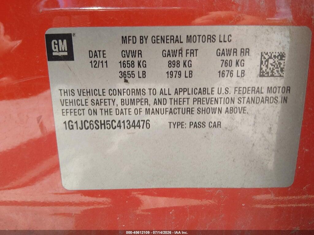 1G1JC6SH5C4134476 2012 CHEVROLET SONIC photo no. 9