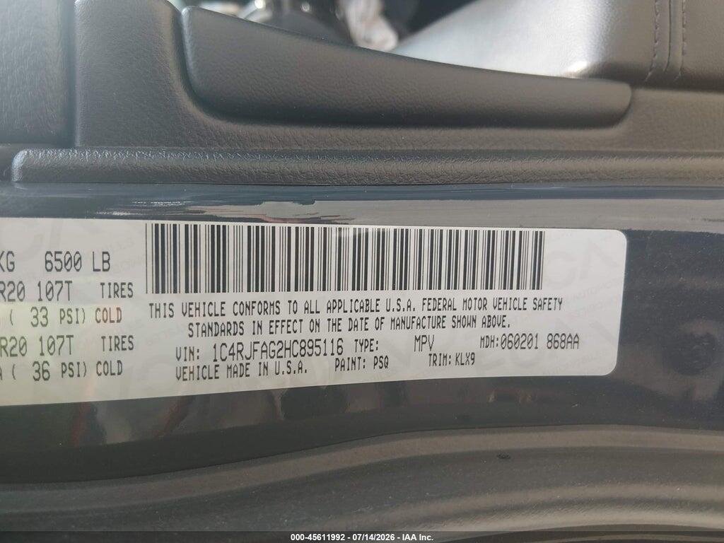 1C4RJFAG2HC895116 2017 JEEP GRAND CHEROKEE photo no. 9