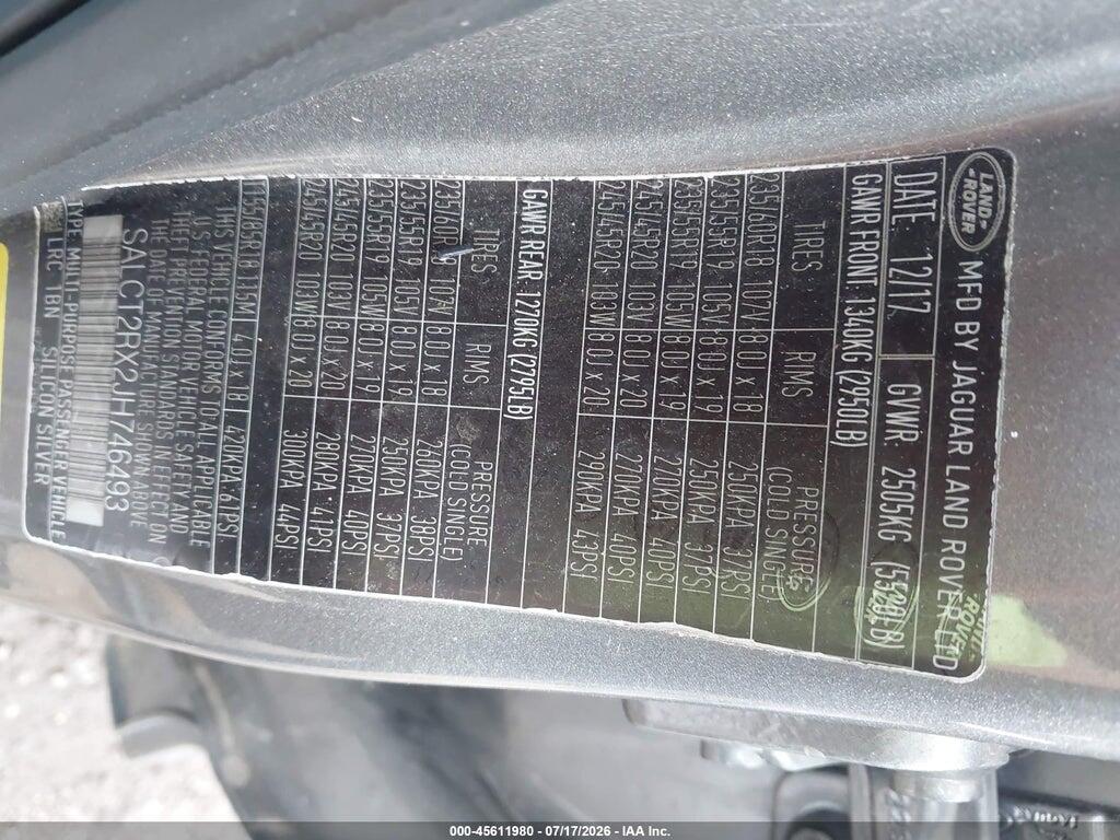 SALCT2RX2JH746493 2018 LAND ROVER DISCOVERY SPORT photo no. 9