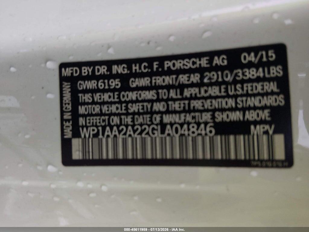 WP1AA2A22GLA04846 2016 PORSCHE CAYENNE photo no. 9