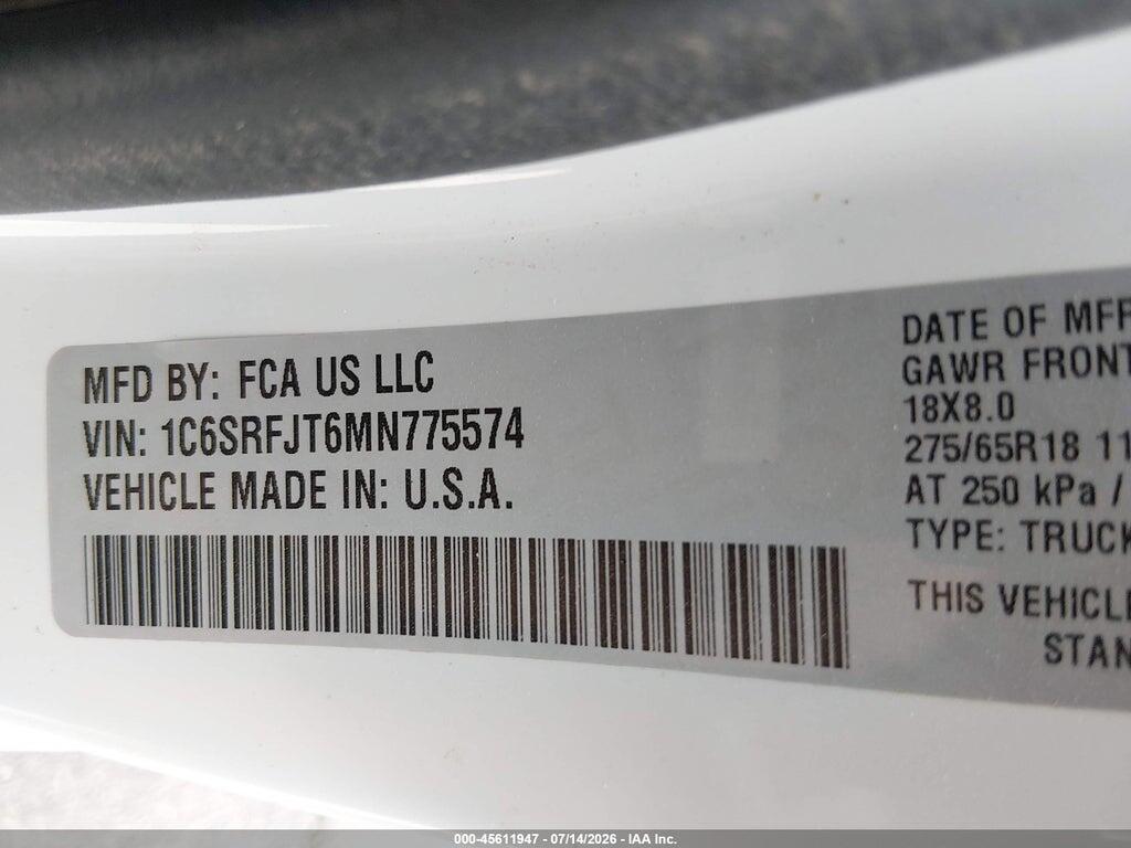 1C6SRFJT6MN775574 2021 RAM 1500 photo no. 9