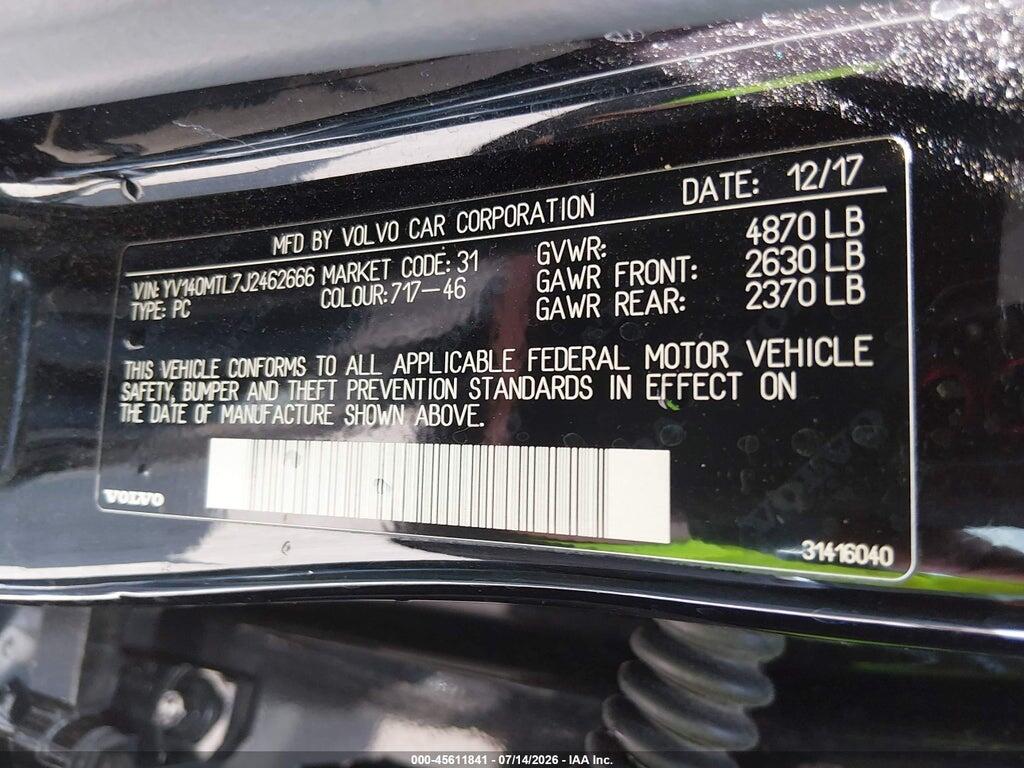 YV140MTL7J2462666 2018 VOLVO S60 photo no. 9