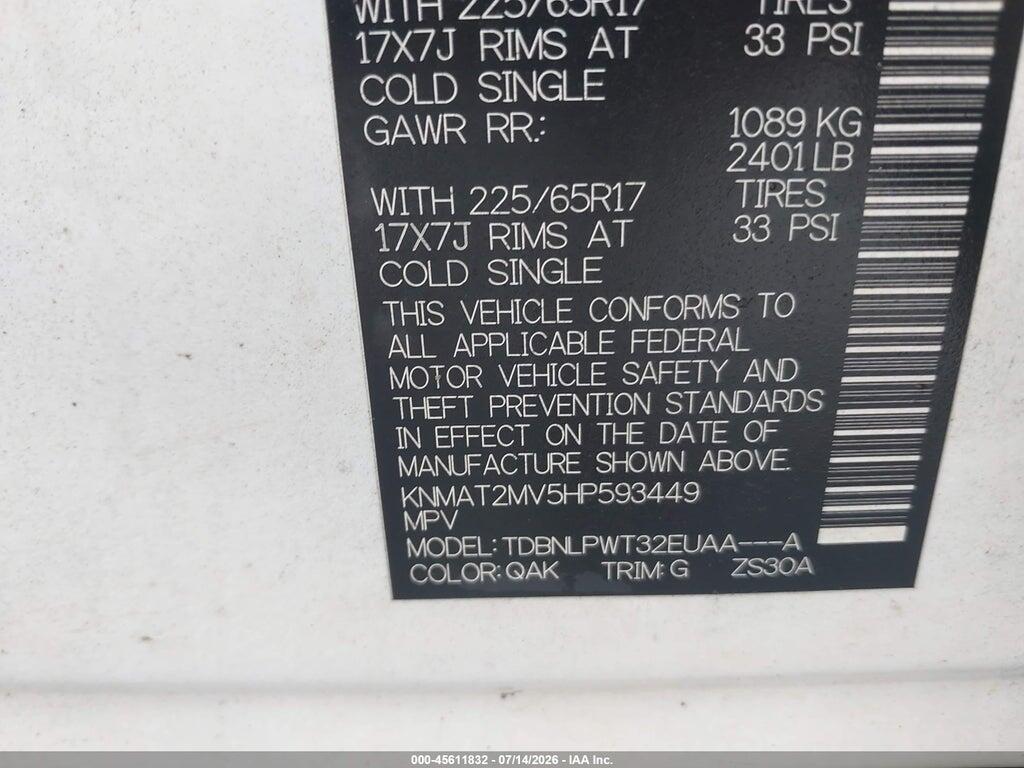 KNMAT2MV5HP593449 2017 NISSAN ROGUE photo no. 9