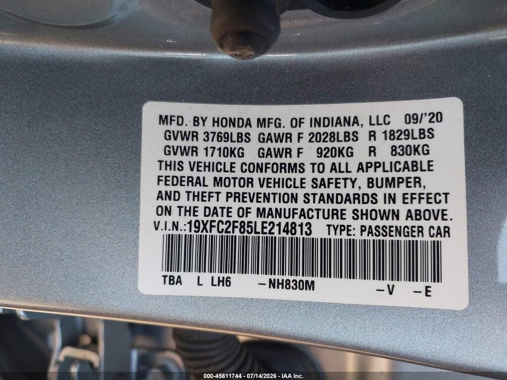 19XFC2F85LE214813 2020 HONDA CIVIC photo no. 9