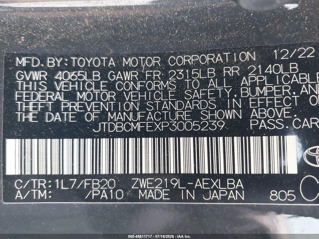JTDBCMFEXP3005239 2023 TOYOTA COROLLA photo no. 9