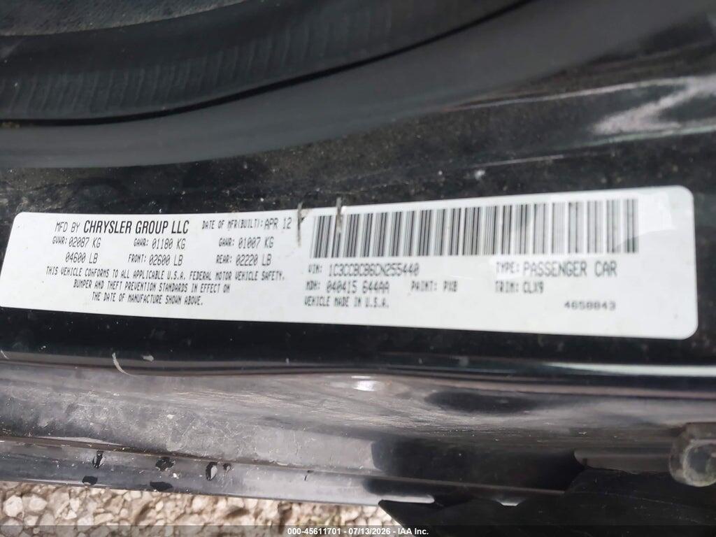 1C3CCBCB6CN255440 2012 CHRYSLER 200 photo no. 9