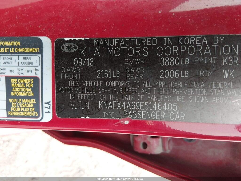 KNAFX4A69E5146405 2014 KIA FORTE photo no. 9