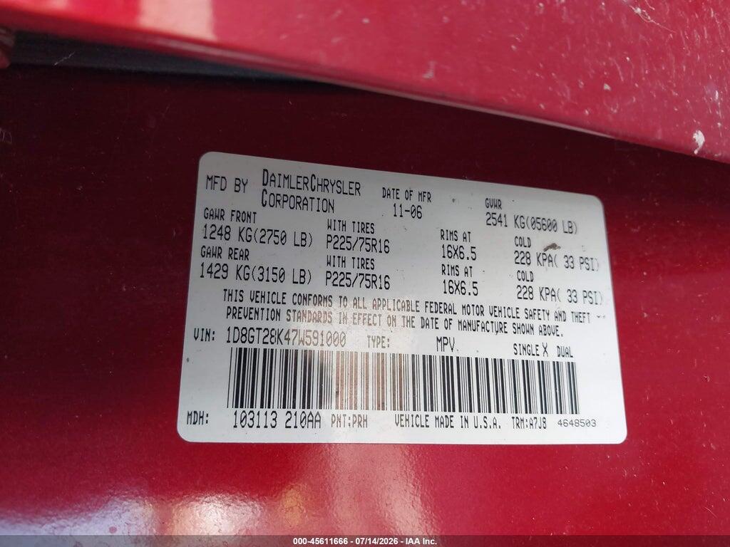 1D8GT28K47W591000 2007 DODGE NITRO photo no. 9