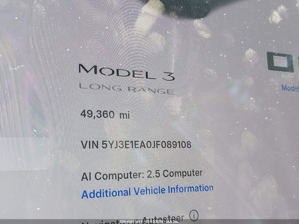 5YJ3E1EA0JF089108 2018 TESLA MODEL 3 photo no. 7