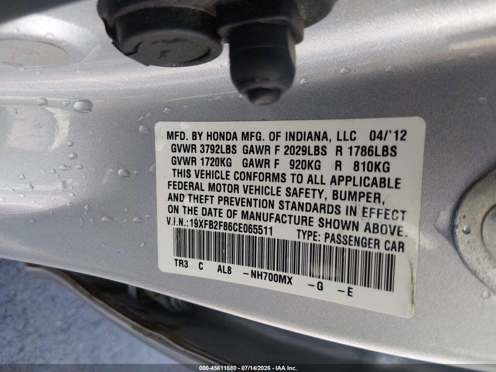 19XFB2F86CE065511 2012 HONDA CIVIC photo no. 9