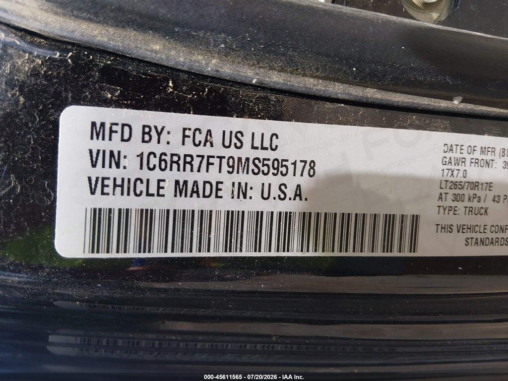 1C6RR7FT9MS595178 2021 RAM 1500 CLASSIC photo no. 9