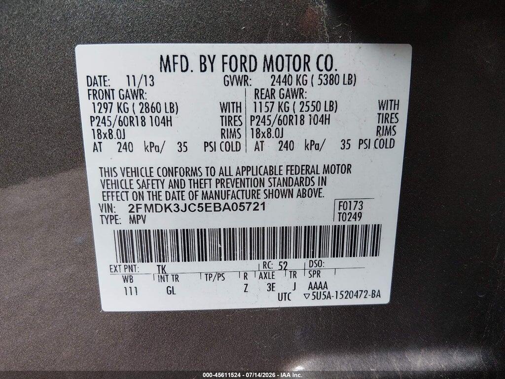2FMDK3JC5EBA05721 2014 FORD EDGE photo no. 9