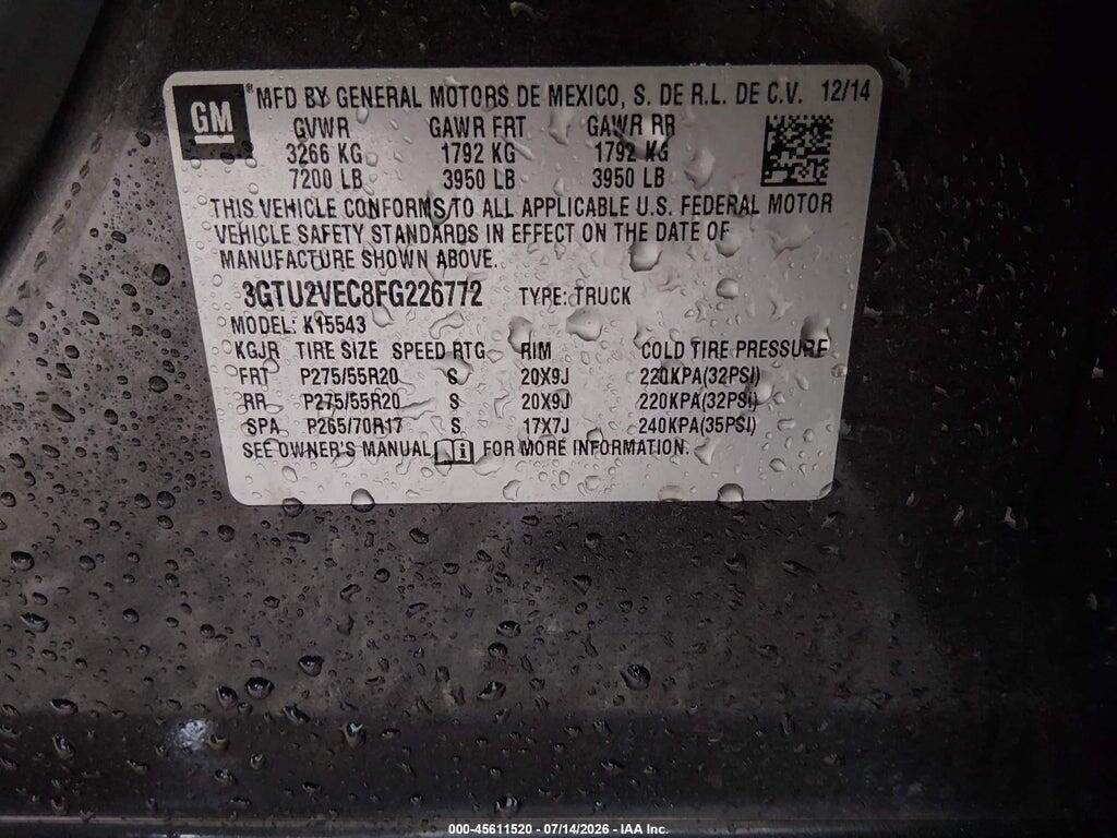 3GTU2VEC8FG226772 2015 GMC SIERRA 1500 photo no. 9
