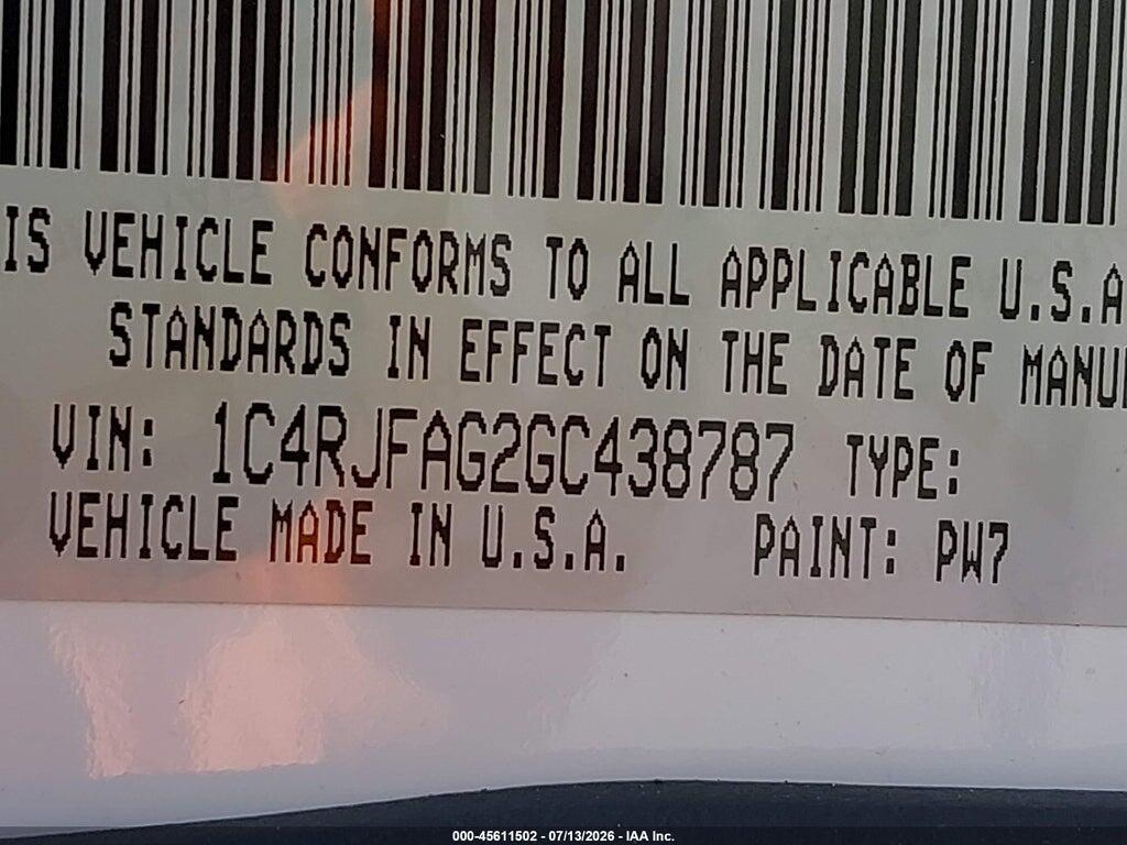 1C4RJFAG2GC438787 2016 JEEP GRAND CHEROKEE photo no. 9