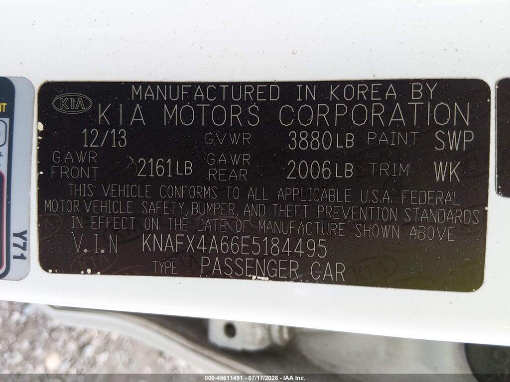 KNAFX4A66E5184495 2014 KIA FORTE photo no. 9