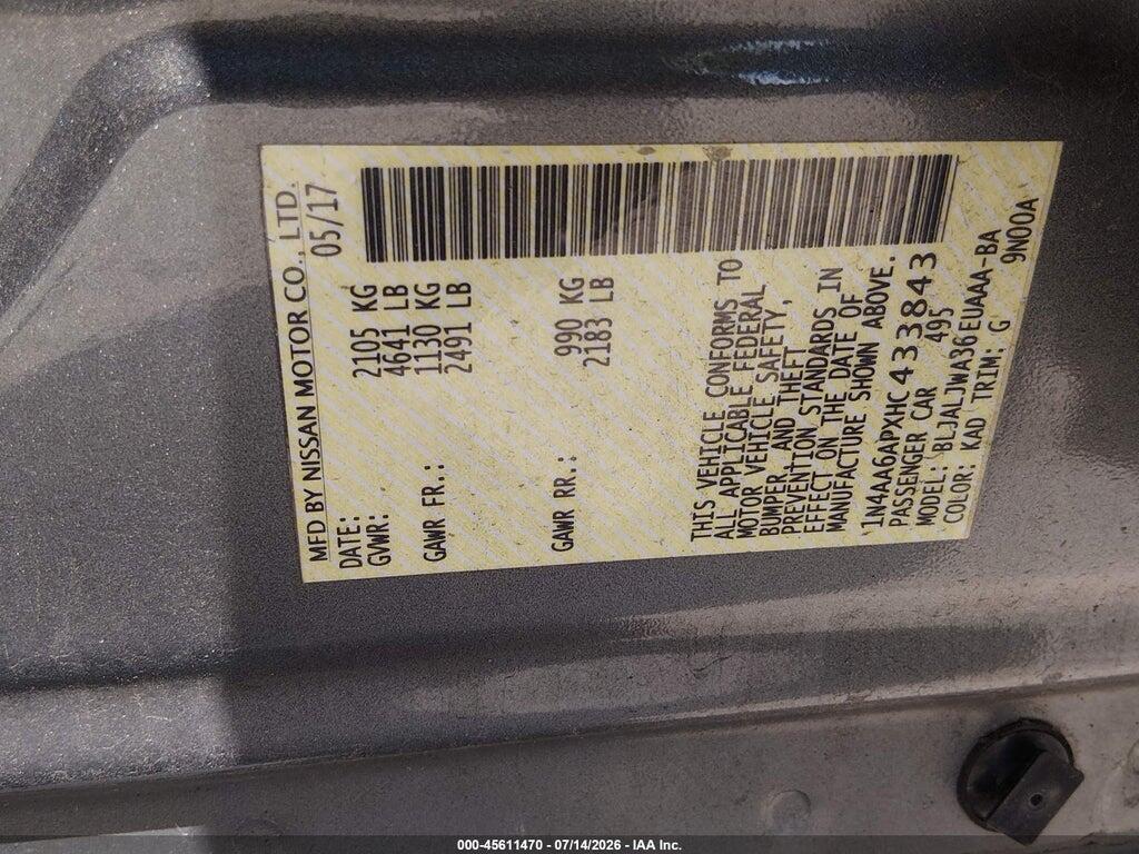 1N4AA6APXHC433843 2017 NISSAN MAXIMA photo no. 9