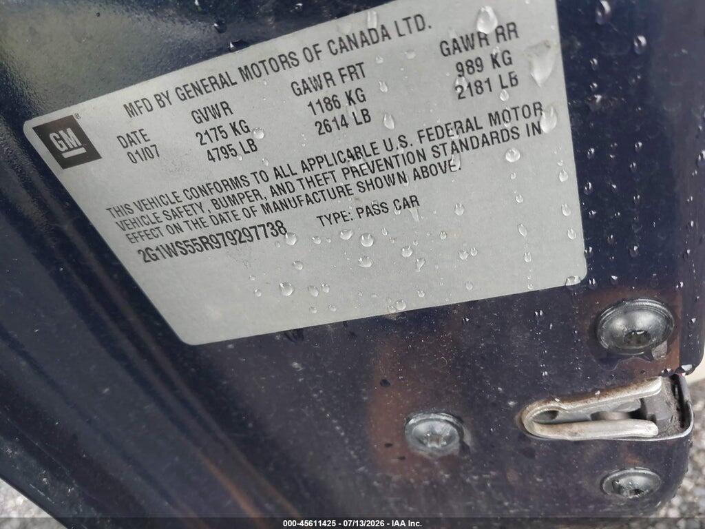 2G1WS55R979297738 2007 CHEVROLET IMPALA POLICE PKG photo no. 9