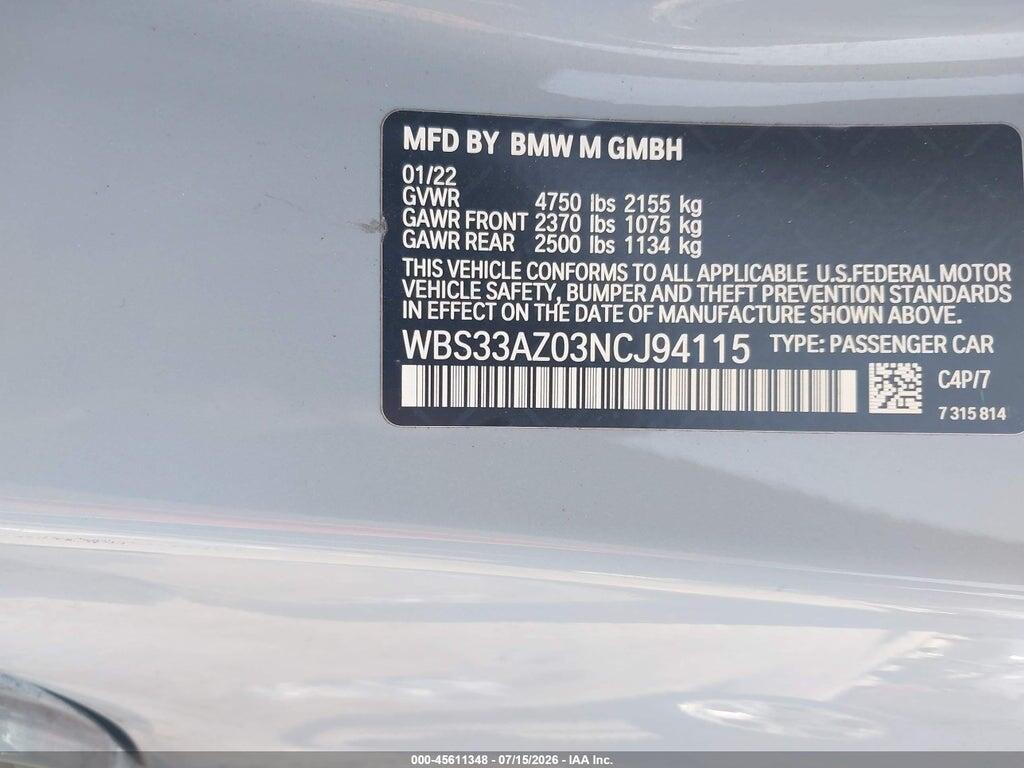 WBS33AZ03NCJ94115 2022 BMW M4 photo no. 9