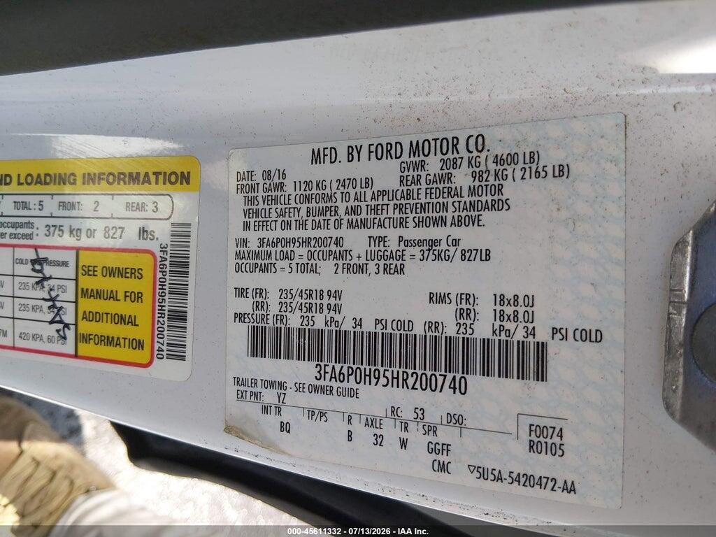 3FA6P0H95HR200740 2017 FORD FUSION photo no. 9