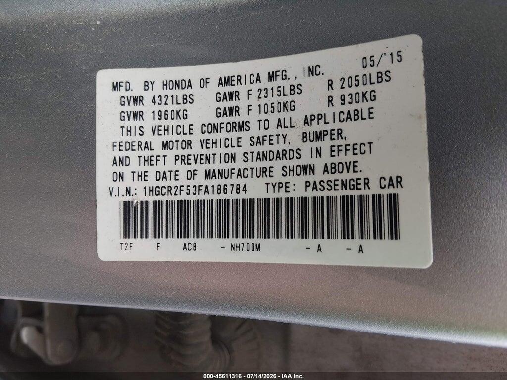 1HGCR2F53FA186784 2015 HONDA ACCORD photo no. 9