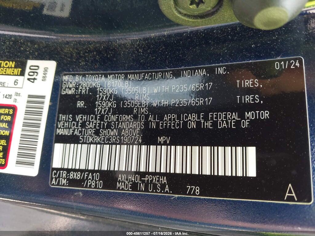 5TDKRKEC3RS190724 2024 TOYOTA SIENNA photo no. 9