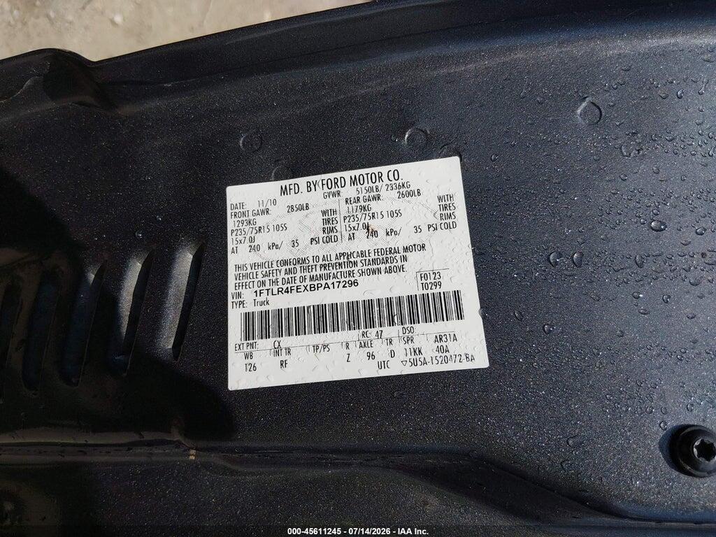 1FTLR4FEXBPA17296 2011 FORD RANGER photo no. 9