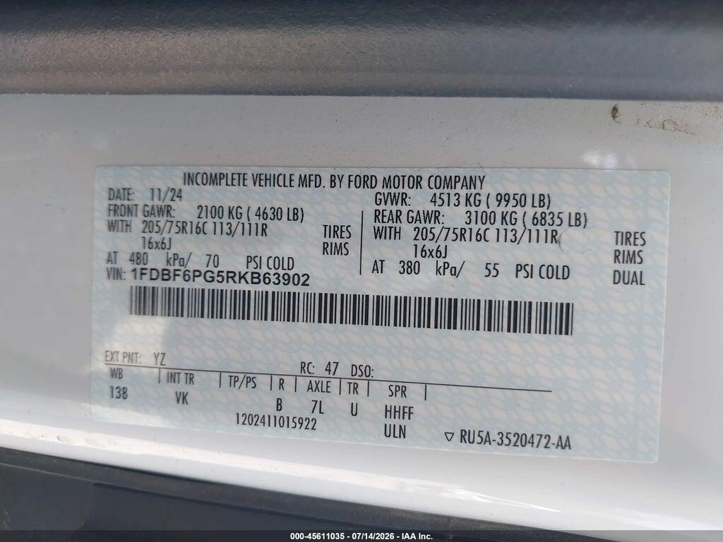 1FDBF6PG5RKB63902 2024 FORD TRANSIT-350 CUTAWAY photo no. 8