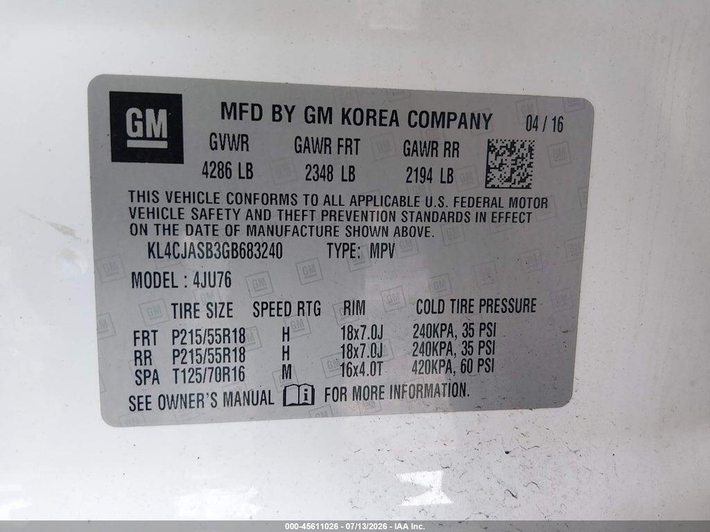 KL4CJASB3GB683240 2016 BUICK ENCORE photo no. 9