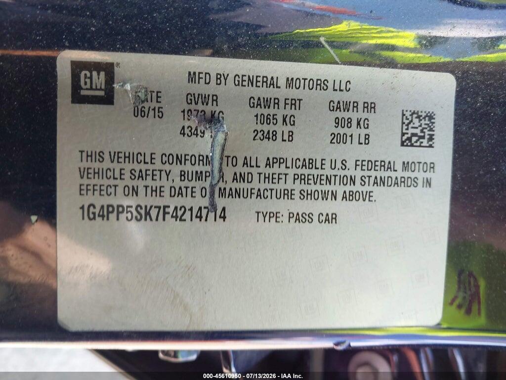 1G4PP5SK7F4214714 2015 BUICK VERANO photo no. 9