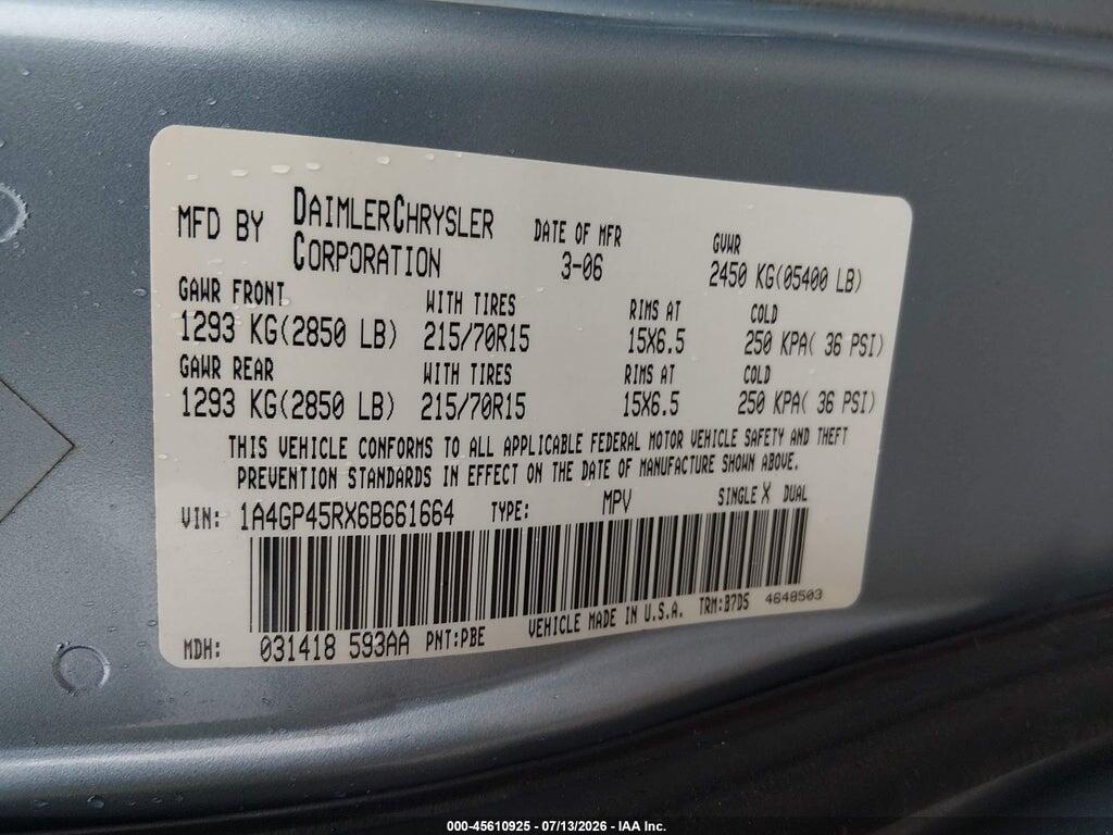 1A4GP45RX6B661664 2006 CHRYSLER TOWN & COUNTRY photo no. 9
