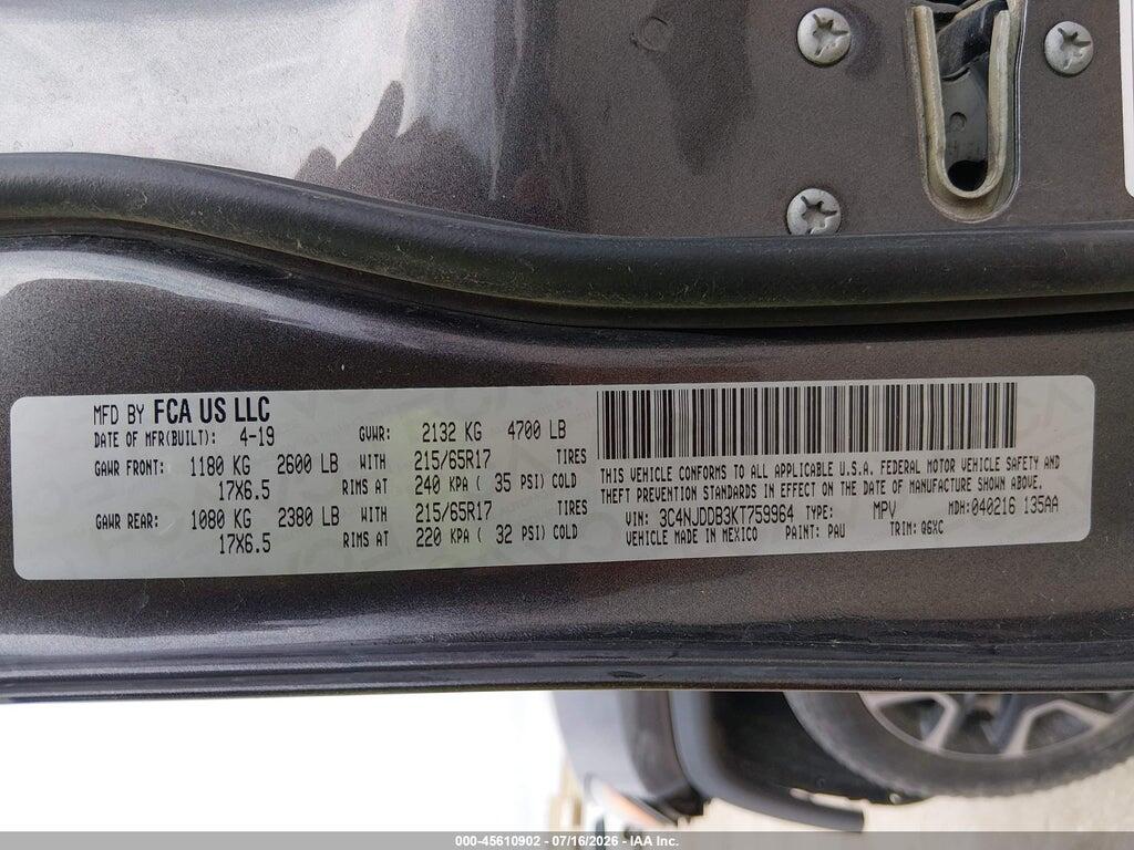 3C4NJDDB3KT759964 2019 JEEP COMPASS photo no. 9